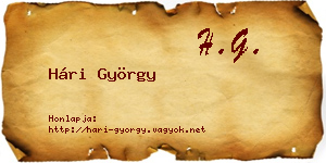 Hári György névjegykártya